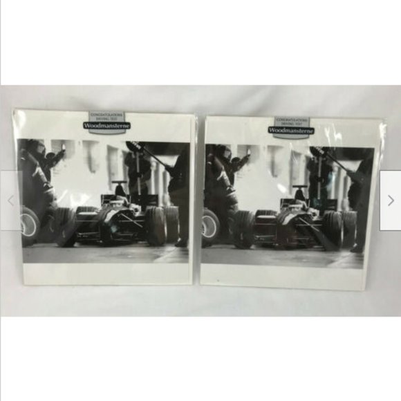 Two Race Car Congrats Driving Test Cards w/ Envelope Ian Blake Woodmansterne - Picture 1 of 4